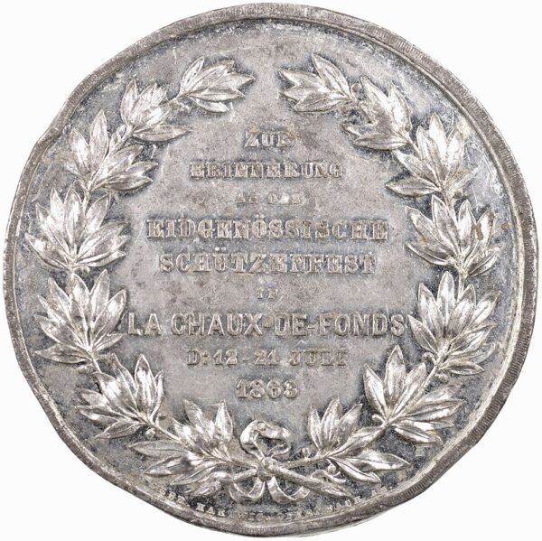 5257_1 Neuenburg, LaChaux-de-Fonds, Eidgenöss. Schützenfest, 1863, s-ss, Weissmetall