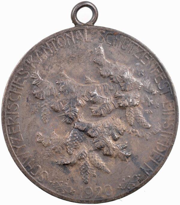 5377_1 Schwyz, Einsiedeln, Kantonales Schützenfest, 1920, vz-unz, Silber