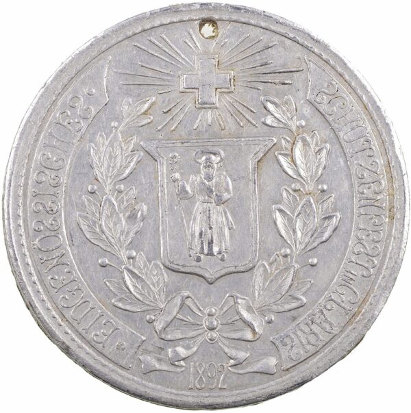 5455_1 Glarus, Glarus, Eidgenöss. Schützenfest, 1892, vz, Weissmetall