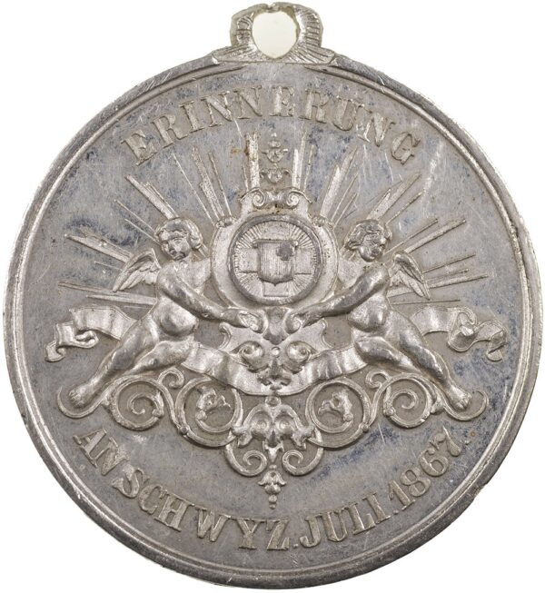 5462_1 Schwyz, Schwyz, Eidgenöss. Schützenfest, 1867, vz, Weissmetall