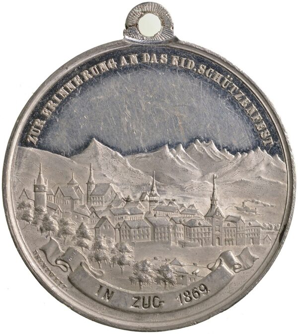 5471_1 Zug, Zug, Eidgenöss. Schützenfest, 1869, vz-unz, Weissmetall