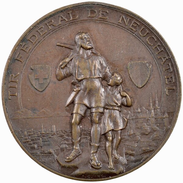 Neuenburg, Neuchâtel,  Eidgenöss. Schützenfest, 1898, unz, Bronze