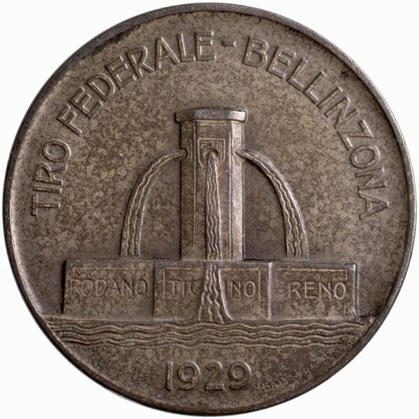 5544_1 Ticino, Bellinzona, Eidgenöss. Schützenfest, 1929, unz/stgl, Silber