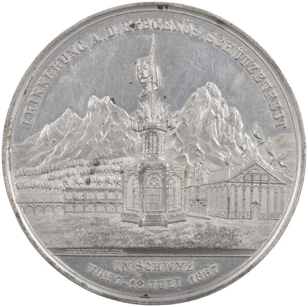 5603_1 Schwyz, Schwyz, Eidgenöss. Schützenfest, 1867, vz, Weissmetall