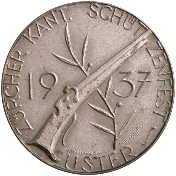 5687_1 Zürich, Uster, Kantonales Schützenfest, 1937, unz/stgl, Silber