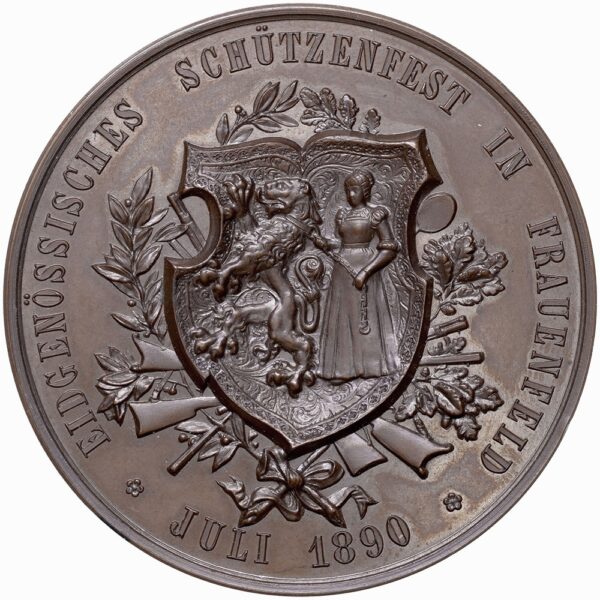 5719_1 Thurgau, Frauenfeld, Eidgenöss. Schützenfest, 1890, unz/stgl, Bronze
