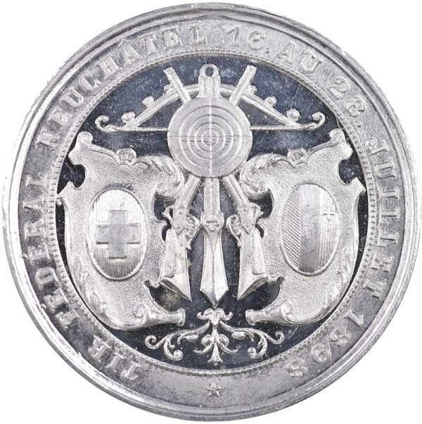 5757_2 Neuenburg, Neuchâtel, Eidgenöss. Schützenfest, 1898, unz/stgl, Weissmetall