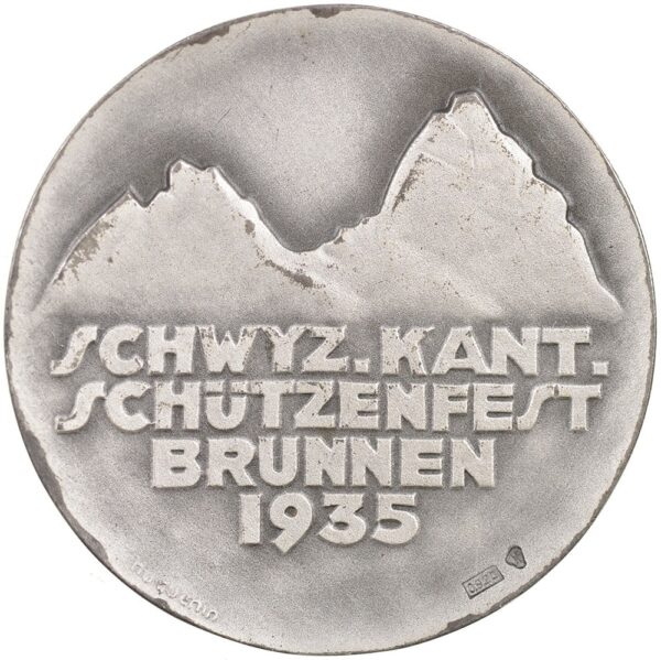 Schwyz, Brunnen,  Kantonales Schützenfest, 1935, stgl, Silber
