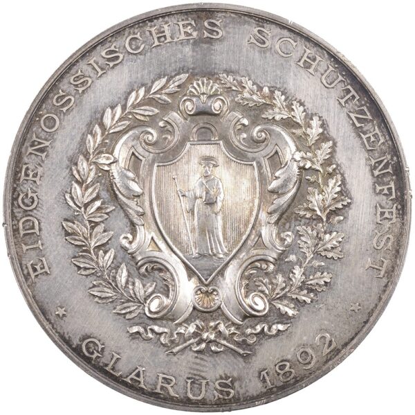 5775_1 Glarus, Glarus, Eidgenöss. Schützenfest, 1892, stgl, Silber
