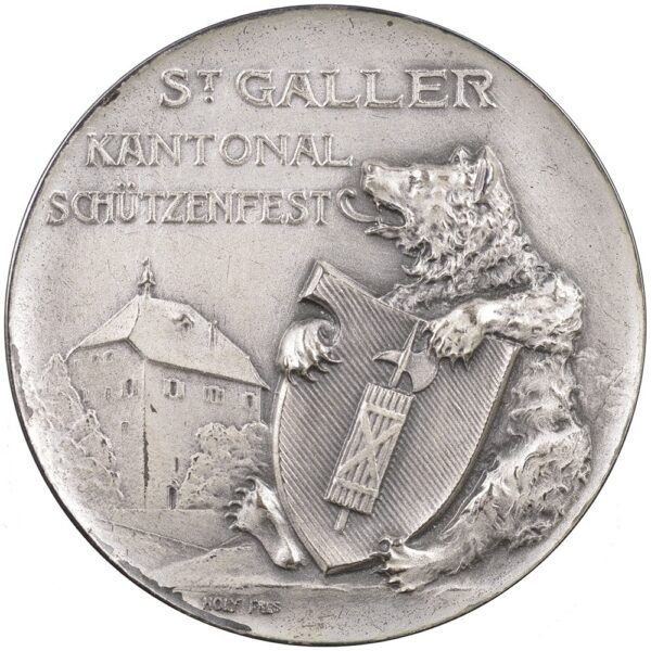 St. Gallen, Gossau,  Kantonales Schützenfest, 1910, unz/stgl, Silber