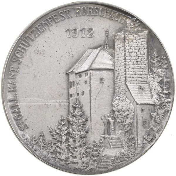 5834_1 St. Gallen, Rorschach, Kantonales Schützenfest, 1912, unz/stgl, Silber