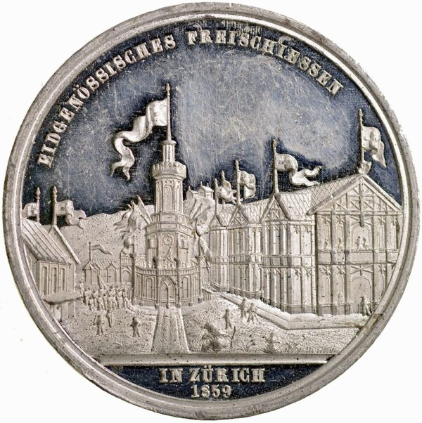 Zürich, Zürich,  Kantonales Schützenfest, 1859, vz-unz, Weissmetall