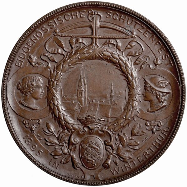 5879_1 Zürich, Winterthur, Eidgenöss. Schützenfest, 1895, unz/stgl, Bronze
