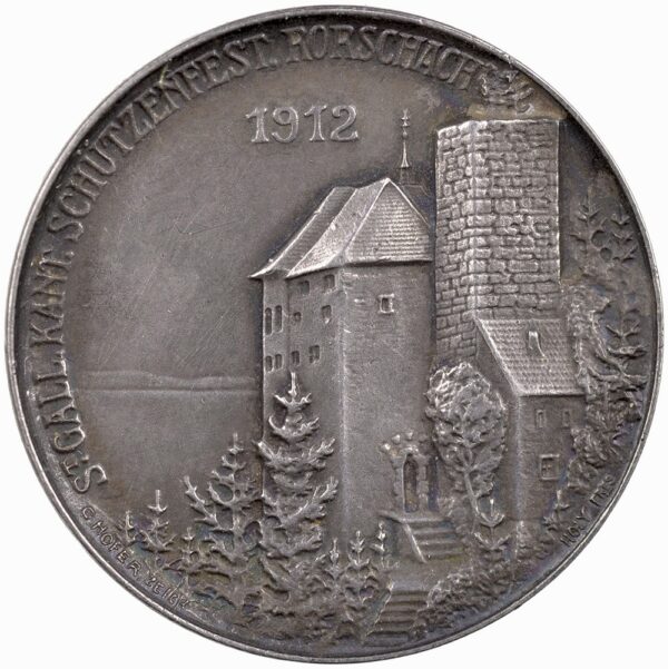 5914_1 St. Gallen, Rorschach, Kantonales Schützenfest, 1912, unz, Silber