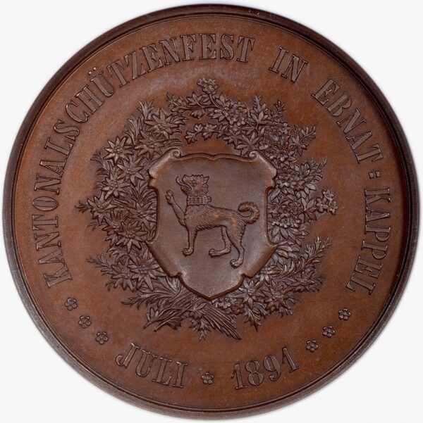 5968_1 St. Gallen, Ebnat-Kappel, Kantonales Schützenfest, 1891, stgl, Bronze