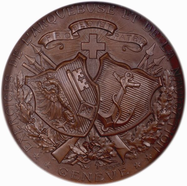 6010_1 Genève, Genève, Tir d'inauguration de l'hôtel, 1900, stgl, Bronze