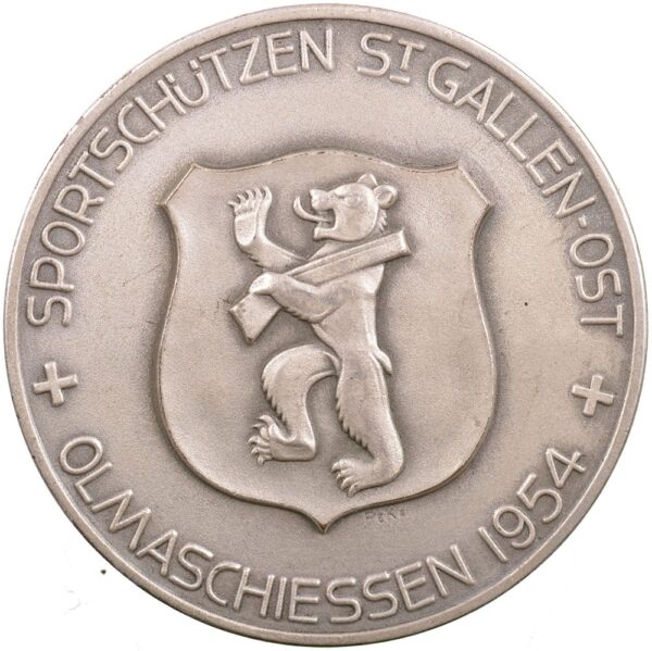 6040_1 St. Gallen, St. Gallen, Sportschützen, 1954, stgl, Silber