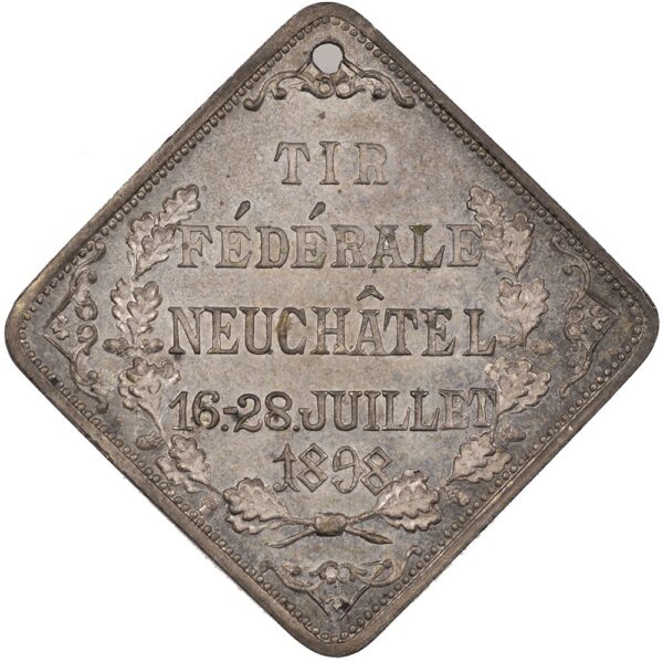 Neuenburg, Neuchâtel,  Eidgenöss. Schützenfest, 1898, stgl, Br versilbert