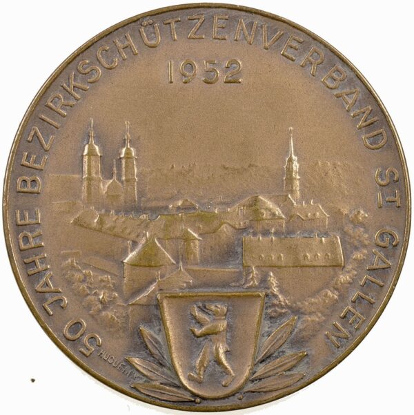 6094_1 St. Gallen, St. Gallen, Bezirksschützenverband, 1952, stgl, Bronze