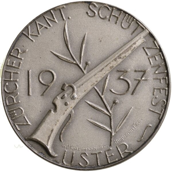 6139_1 Zürich, Uster, Kantonales Schützenfest, 1937, unz/stgl, Silber