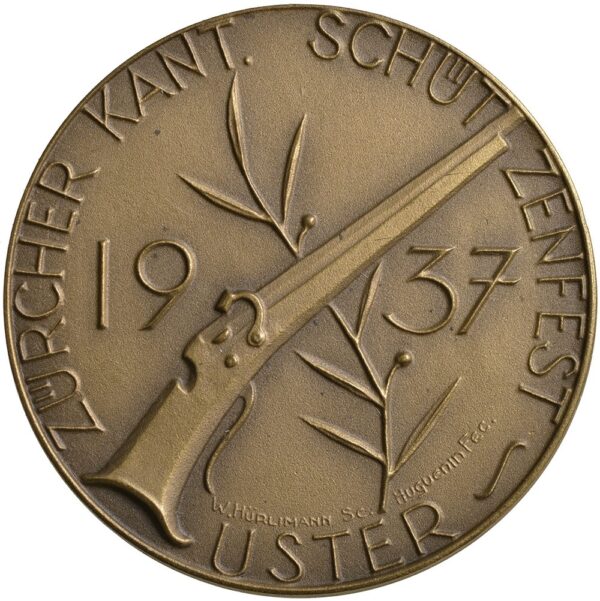 6140_1 Zürich, Uster, Kantonales Schützenfest, 1937, stgl, Bronze