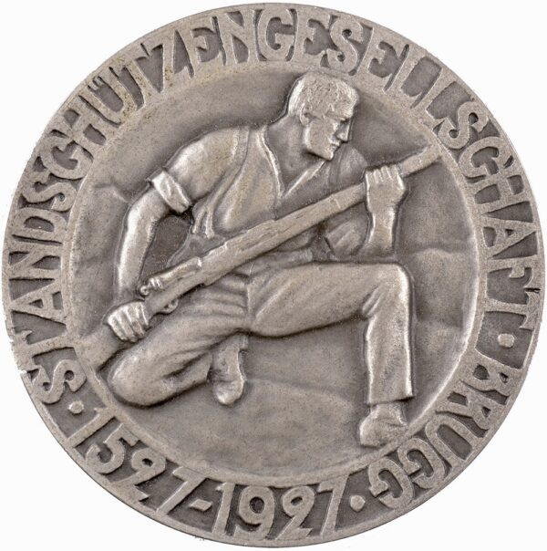 6157_1 Aargau, Brugg, 400J.Standschützengesell., 1927, stgl, Silber