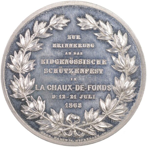 6202_1 Neuenburg, LaChaux-de-Fonds, Eidgenöss. Schützenfest, 1863, stgl, Weissmetall