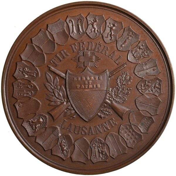 6256_1 Waadt, Lausanne, Eidgenöss. Schützenfest, 1876, unz, Bronze