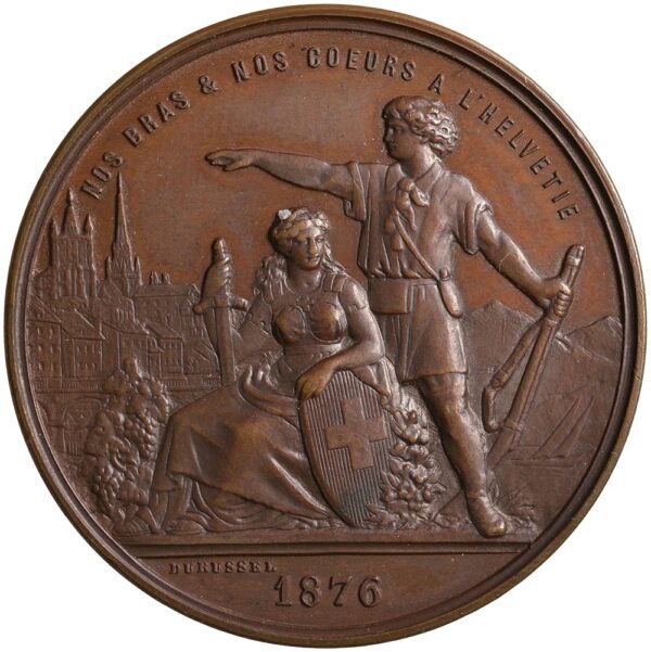 Waadt, Lausanne,  Eidgenöss. Schützenfest, 1876, unz, Bronze