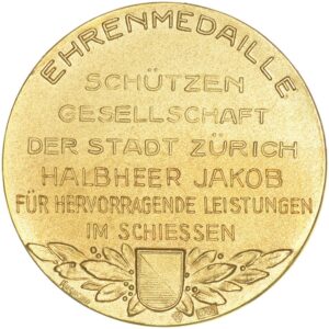 Zürich, Ehrenmedaille,  Schützengesellschaft, o.J., stgl, Gold