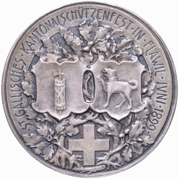 6313_1 St. Gallen, Flawil, Kantonales Schützenfest, 1899, unz/stgl, Silber