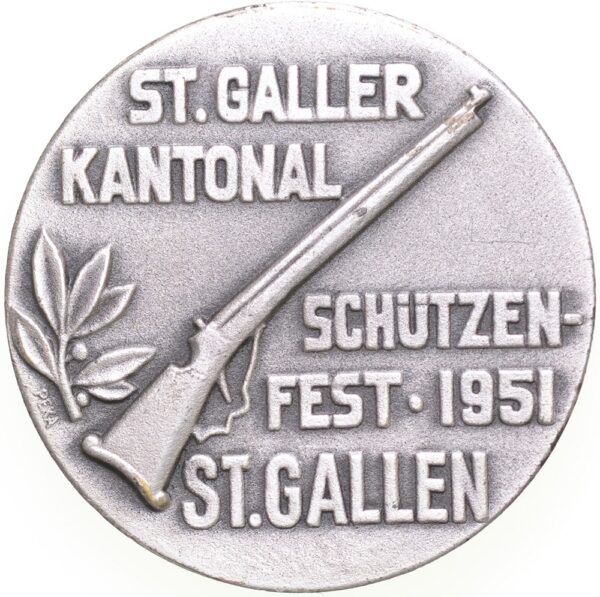 6423_1 St. Gallen, St. Gallen, Kantonales Schützenfest, 1951, stgl, Br versilbert