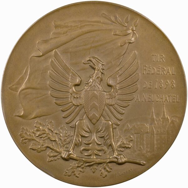 6563_1 Neuenburg, Neuchâtel, Eidgenöss. Schützenfest, 1898, unz/stgl, Bronze