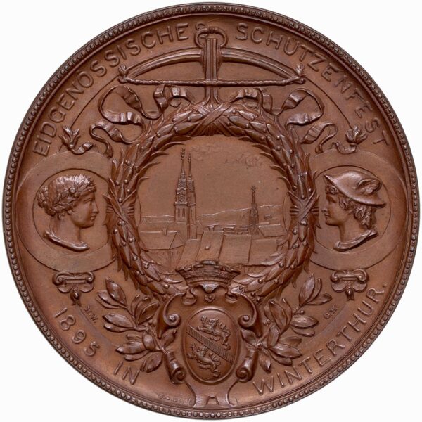6597_1 Zürich, Winterthur, Eidgenöss. Schützenfest, 1895, stgl, Bronze