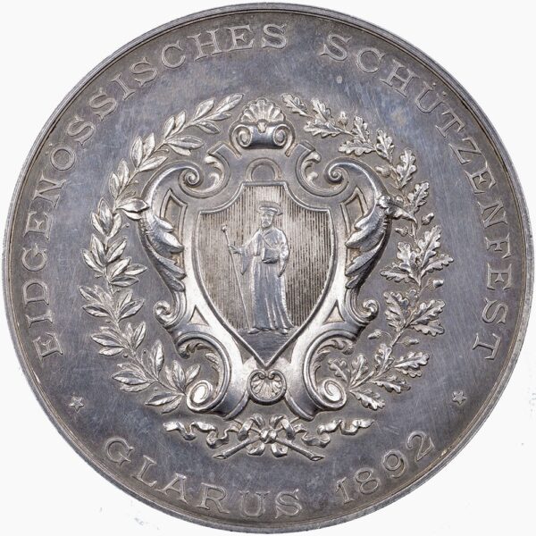6704_1 Glarus, Glarus, Eidgenöss. Schützenfest, 1892, unz/stgl, Silber