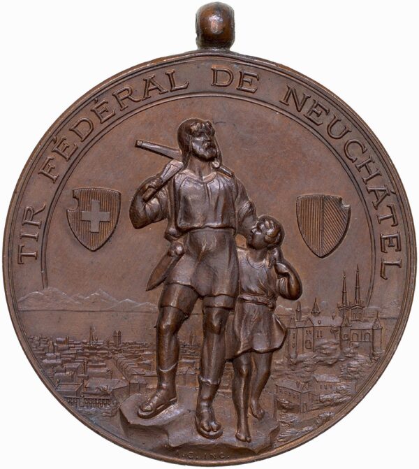 Neuenburg, Neuchâtel,  Eidgenöss. Schützenfest, 1898, stgl, Bronze