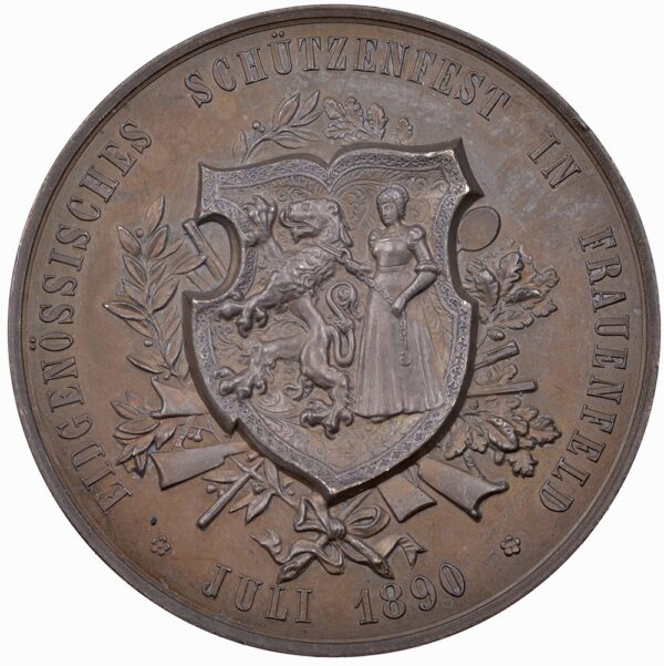 6735_1 Thurgau, Frauenfeld, Eidgenöss. Schützenfest, 1890, unz/stgl, Bronze