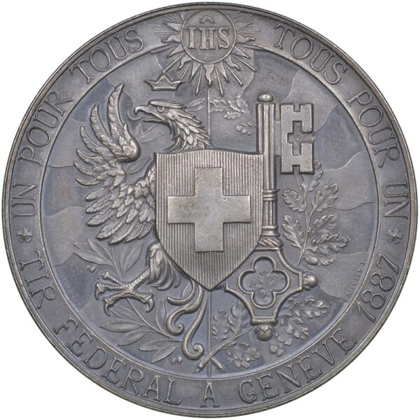 6755_1 Genève, Genève, Eidgenöss. Schützenfest, 1887, unz/stgl, Silber