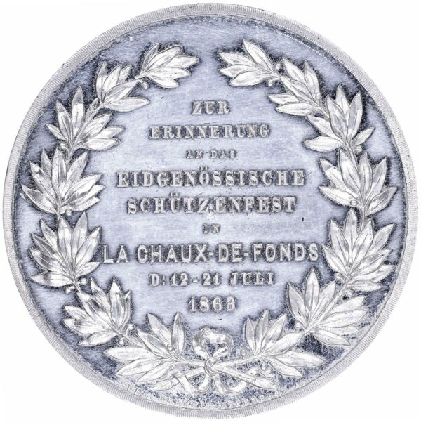 6816_1 Neuenburg, LaChaux-de-Fonds, Eidgenöss. Schützenfest, 1863, unz-, Weissmetall