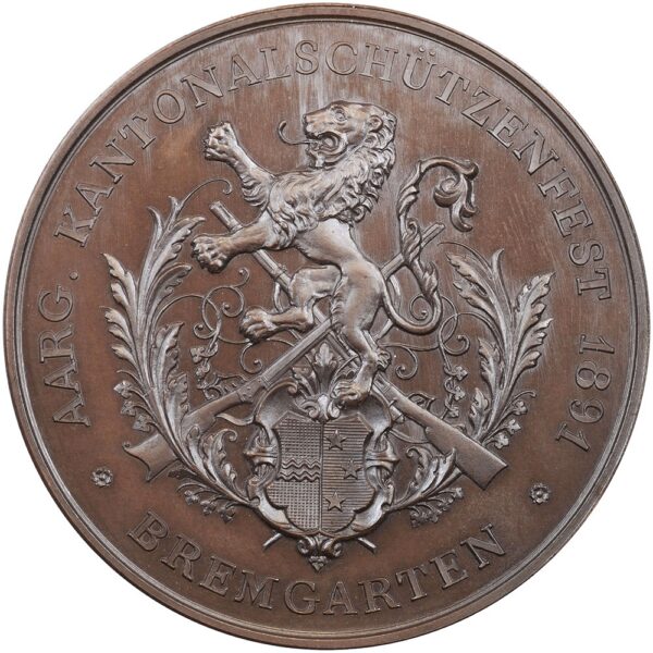 6880_1 Aargau, Bremgarten, Kantonales Schützenfest, 1891, stgl, Bronze