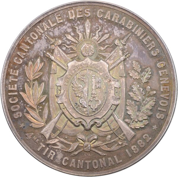 6883_1 Genève, Genève, Kantonales Schützenfest, 1882, unz/stgl, Silber