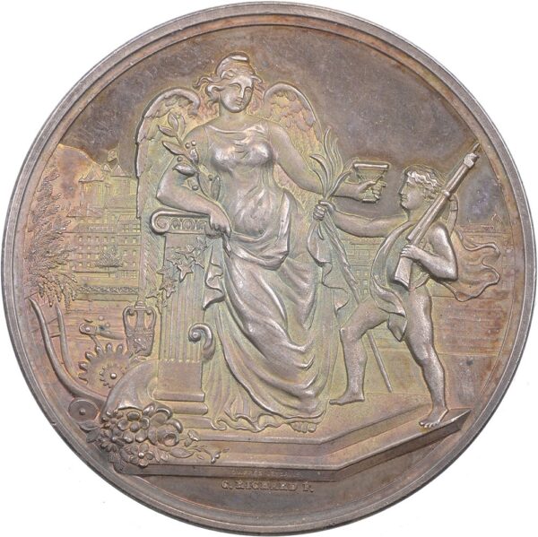 Genève, Genève,  Kantonales Schützenfest, 1882, unz/stgl, Silber