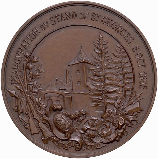 6888_1 Genève, St-George, Tir d'inauguration du stand des Daillettes, 1895, unz/stgl, Bronze