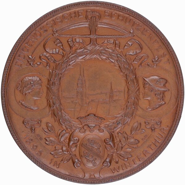 6926_1 Zürich, Winterthur, Eidgenöss. Schützenfest, 1895, unz/stgl, Bronze