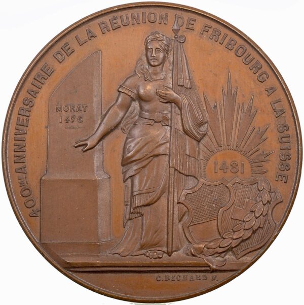 Freiburg, Fribourg,  Eidgenöss. Schützenfest, 1881, unz/stgl, Bronze