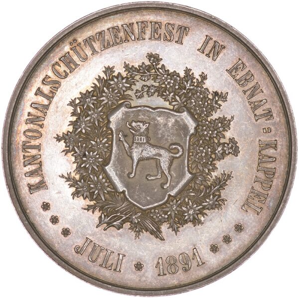 St. Gallen, Ebnat-Kappel,  Kantonales Schützenfest, 1891, unz, Silber