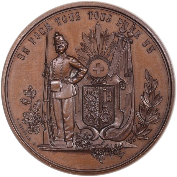 Genève, Genève,  Kantonales Schützenfest, 1882, stgl, Bronze