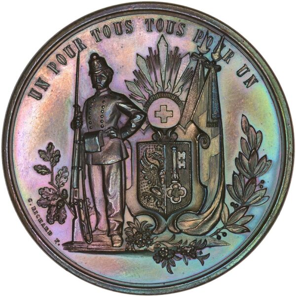 Genève, Genève,  Kantonales Schützenfest, 1882, unz/stgl, Bronze