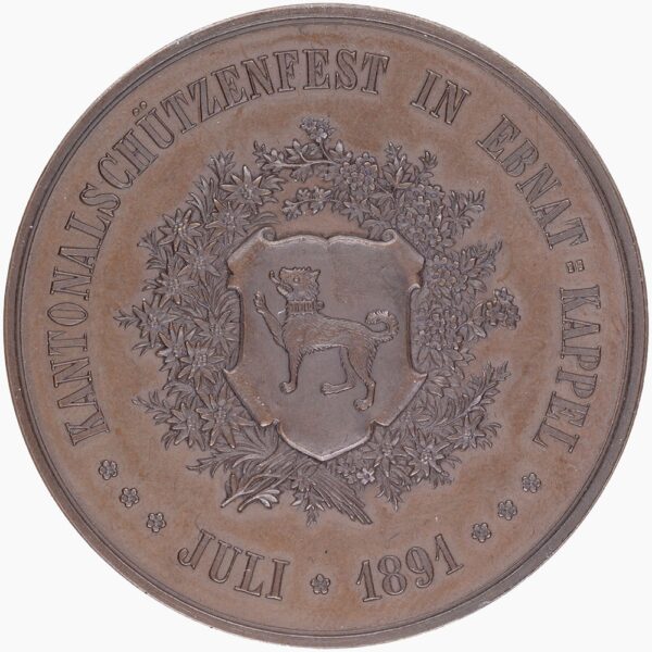 6996_1 St. Gallen, Ebnat-Kappel, Kantonales Schützenfest, 1891, unz/stgl, Bronze