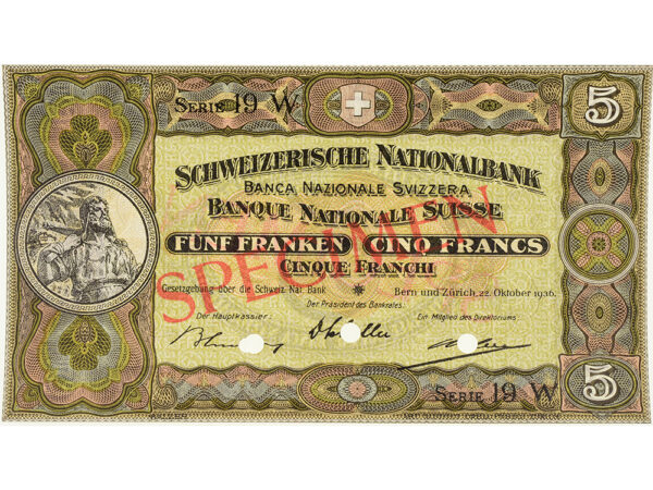 70054_1 5 Franken, 1936, Wilhelm Tell, ungebraucht, bankfrisch - 100%